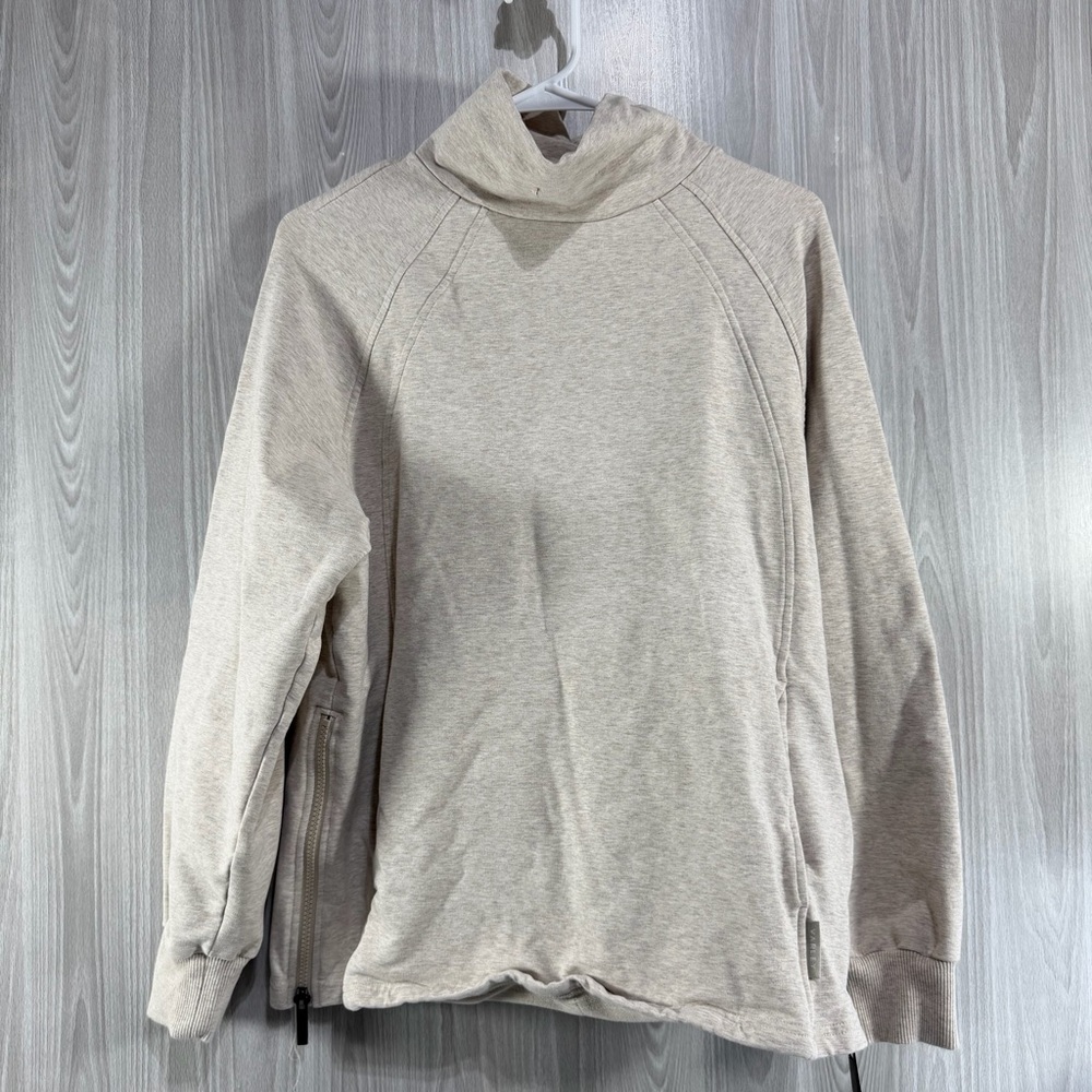 Varley Atlas Mock Neck Side Zip Pullover Long‎ Sleeve Cream Women’s S Sweatshirt